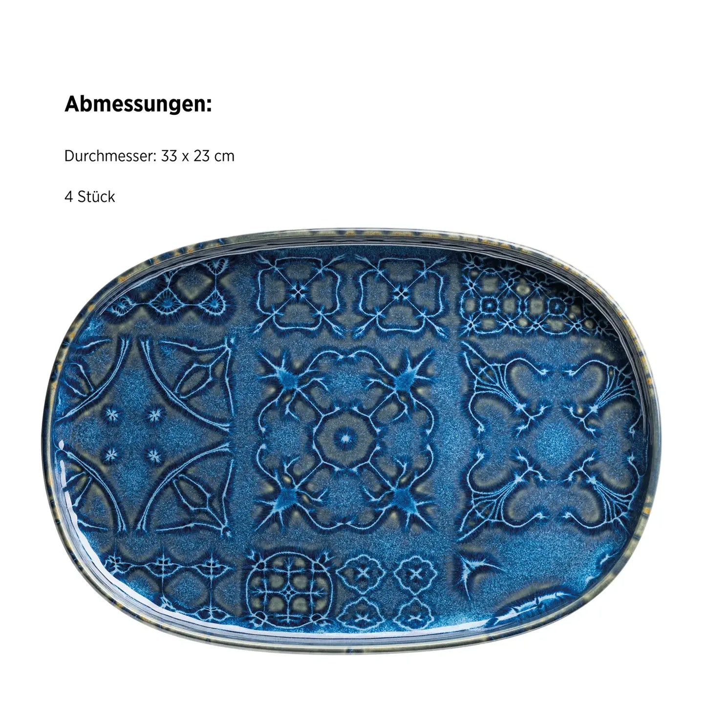 Azulejo Blu Platte oval UNO. | 4-tlg. | Blau | Steinzeug | Made in Portugal