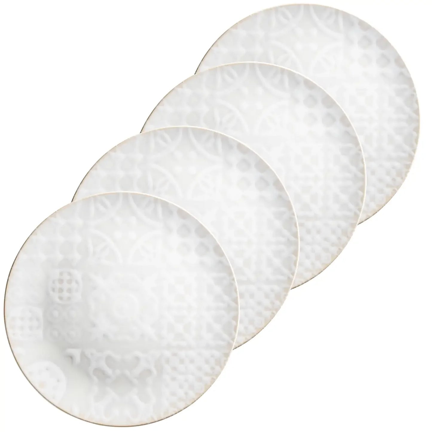 Azulejo Blanc Teller flach | 4-tlg. | Weiß | Steinzeug | Made in Portugal