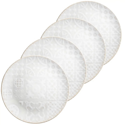 Azulejo Blanc Teller flach | 4-tlg. | Weiß | Steinzeug | Made in Portugal