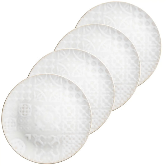 Azulejo Blanc Teller flach | 4-tlg. | Weiß | Steinzeug | Made in Portugal