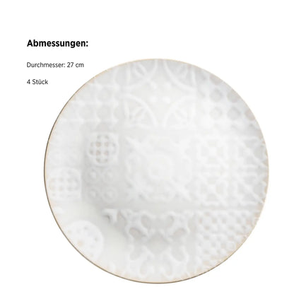 Azulejo Blanc Teller flach | 4-tlg. | Weiß | Steinzeug | Made in Portugal
