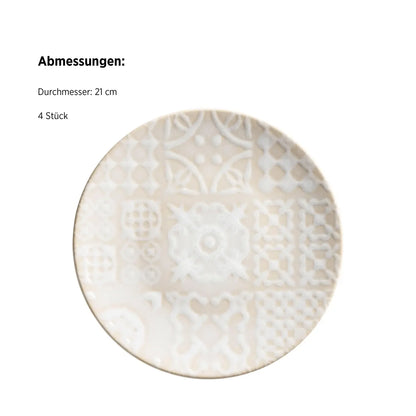 Azulejo Blanc Dessertteller. | 4-tlg. | Weiß | Steinzeug | Made in Portugal