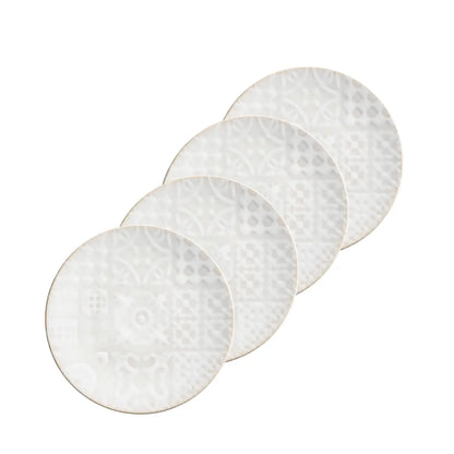 Azulejo Blanc Dessertteller. | 4-tlg. | Weiß | Steinzeug | Made in Portugal