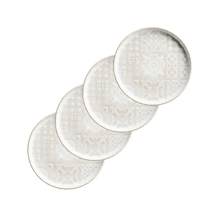 Azulejo Blanc Dessertteller UNO. | 4-tlg. | Weiß | Steinzeug | Made in Portugal