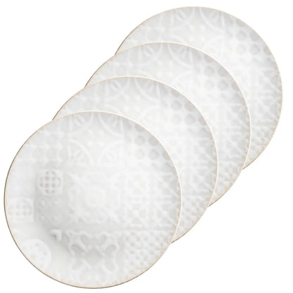 Azulejo Blanc Platzteller | 4-tlg. | Weiß | Steinzeug | Made in Portugal