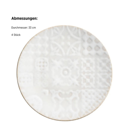 Azulejo Blanc Platzteller | 4-tlg. | Weiß | Steinzeug | Made in Portugal