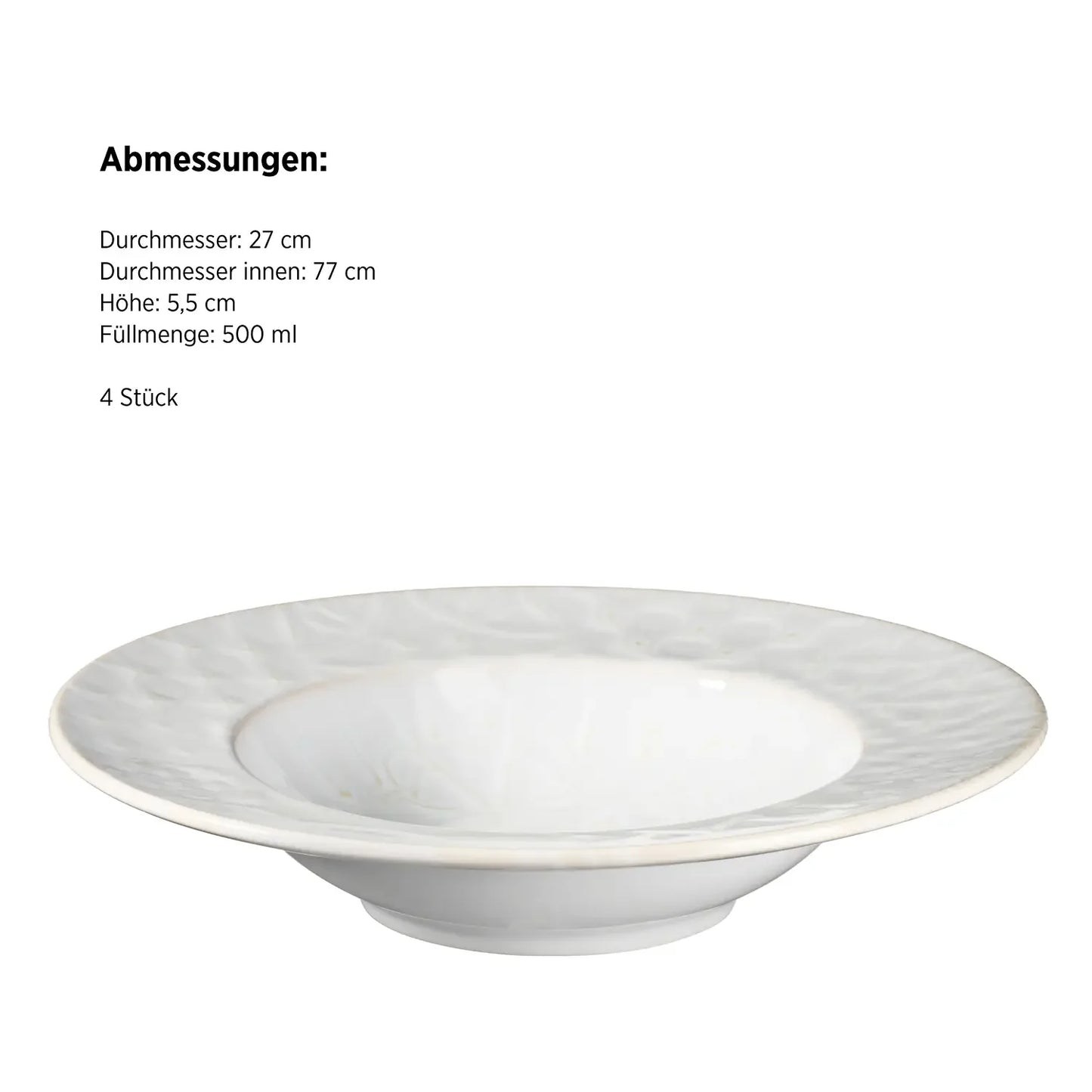 Azulejo Blanc Pastateller | 4-tlg. | Weiß | Steinzeug | Made in Portugal