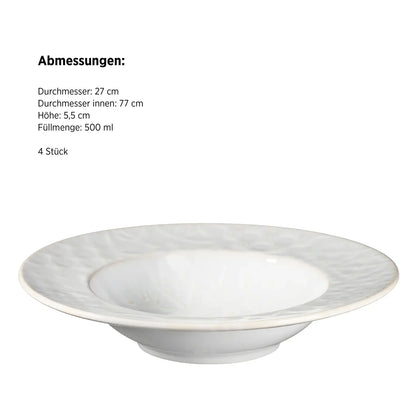 Azulejo Blanc Pastateller | 4-tlg. | Weiß | Steinzeug | Made in Portugal