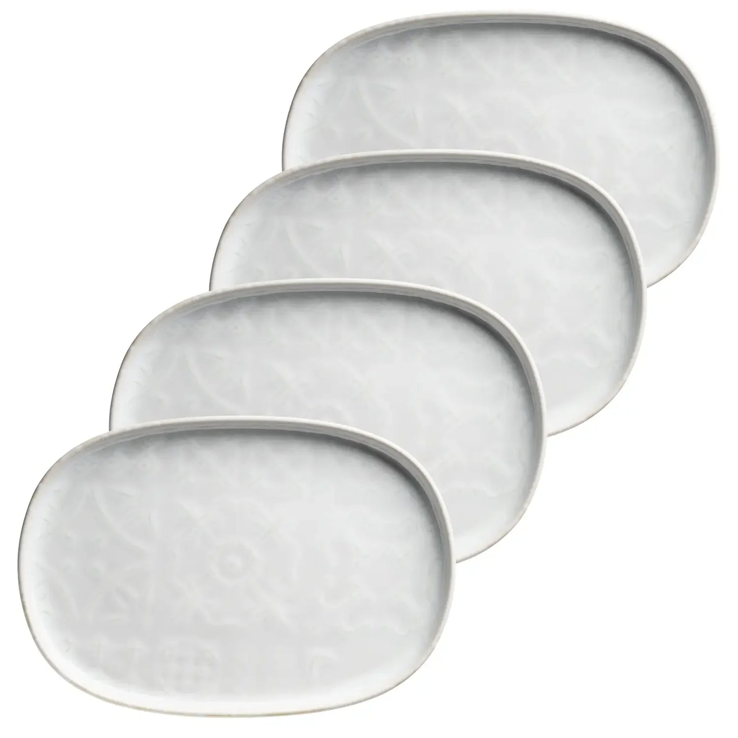 Azulejo Blanc Platte oval UNO. | 4-tlg. | Weiß | Steinzeug | Made in Portugal
