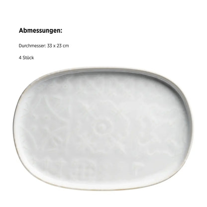 Azulejo Blanc Platte oval UNO. | 4-tlg. | Weiß | Steinzeug | Made in Portugal