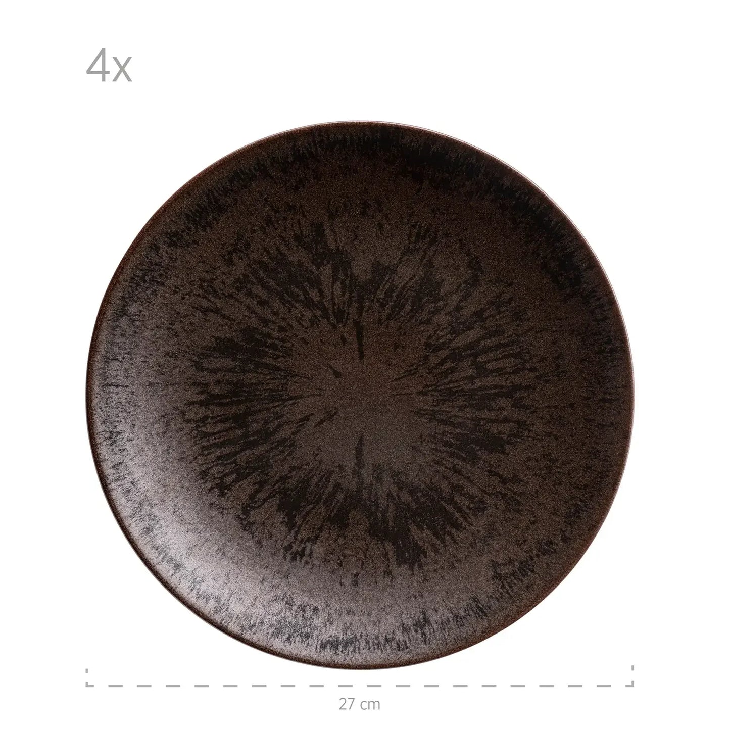 Bronzo Teller flach | 4-tlg. | Schwarz | Steinzeug | Made in Portugal