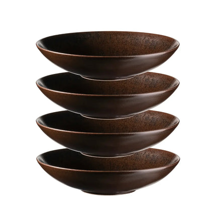 Bronzo Teller tief UNO. | 4-tlg. | Schwarz | Steinzeug | Made in Portugal