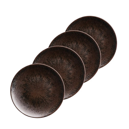 Bronzo Dessertteller. | 4-tlg. | Schwarz | Steinzeug | Made in Portugal