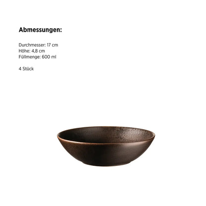 Bronzo Schüssel UNO. | 4-tlg. | Schwarz | Steinzeug | Made in Portugal