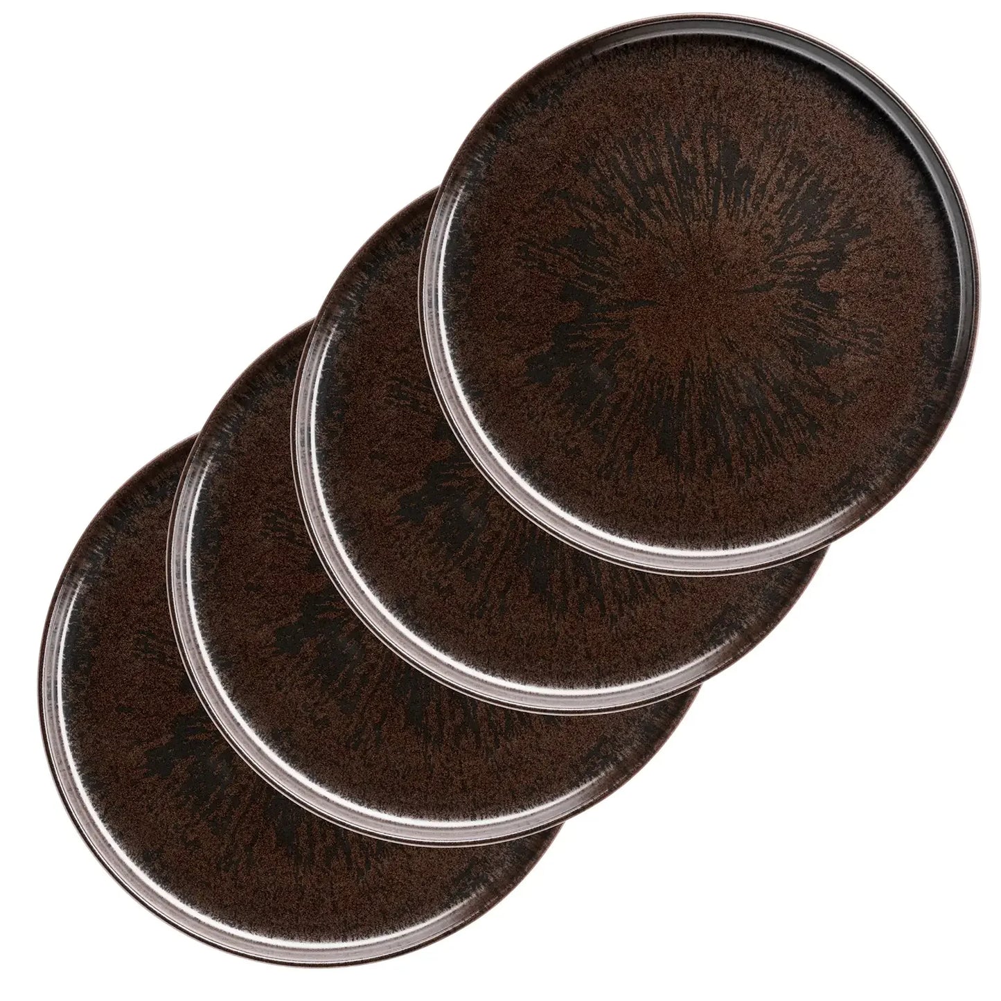 Bronzo Teller flach | 4-tlg. | Schwarz | Steinzeug | Made in Portugal