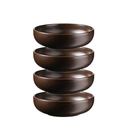 Bronzo Teller tief UNO. | 4-tlg. | Schwarz | Steinzeug | Made in Portugal
