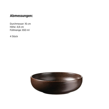 Bronzo Schüssel UNO. | 4-tlg. | Schwarz | Steinzeug | Made in Portugal