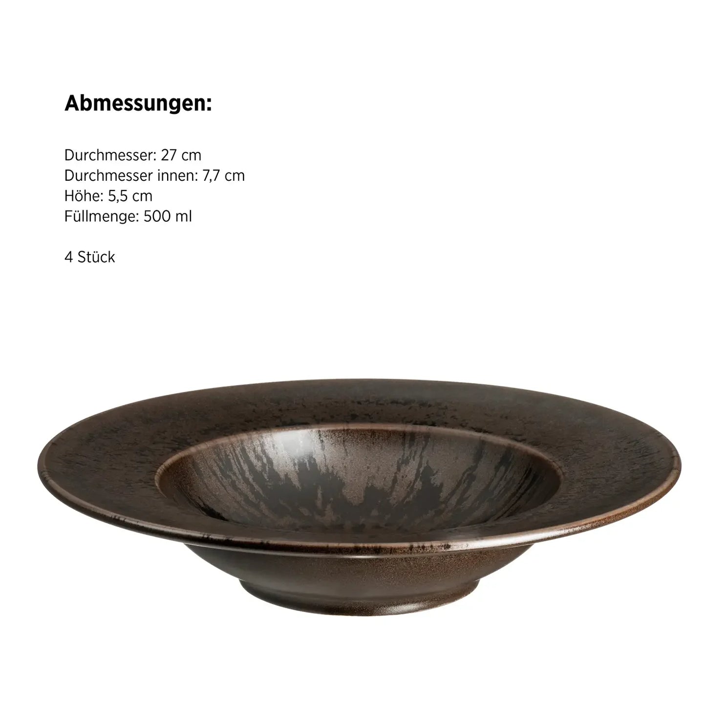 Bronzo Pastateller | 4-tlg. | Schwarz | Steinzeug | Made in Portugal