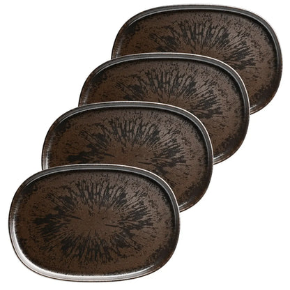 Bronzo Platte oval UNO. | 4-tlg. | Schwarz | Steinzeug | Made in Portugal