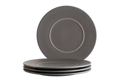 Uniq Assiette plate | 4 pièces | Anthracite | Grès | Fabriqué au Portugal