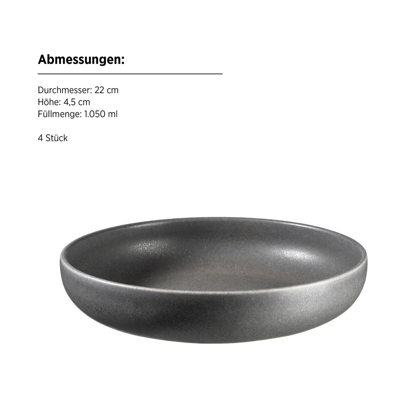 Uniq Schüssel | 4-tlg. | Anthrazit | Steinzeug | Made in Portugal