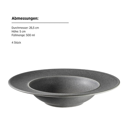 Uniq Pastateller | 4-tlg. | Anthrazit | Steinzeug | Made in Portugal