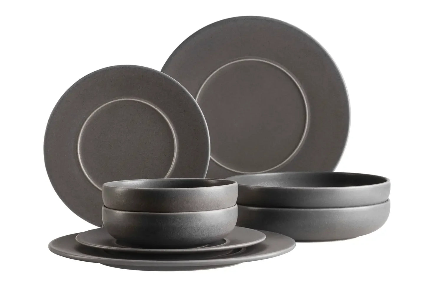 Uniq Dinnerware Set | 8-Piece | Anthracite | Stoneware | Made in Portugal