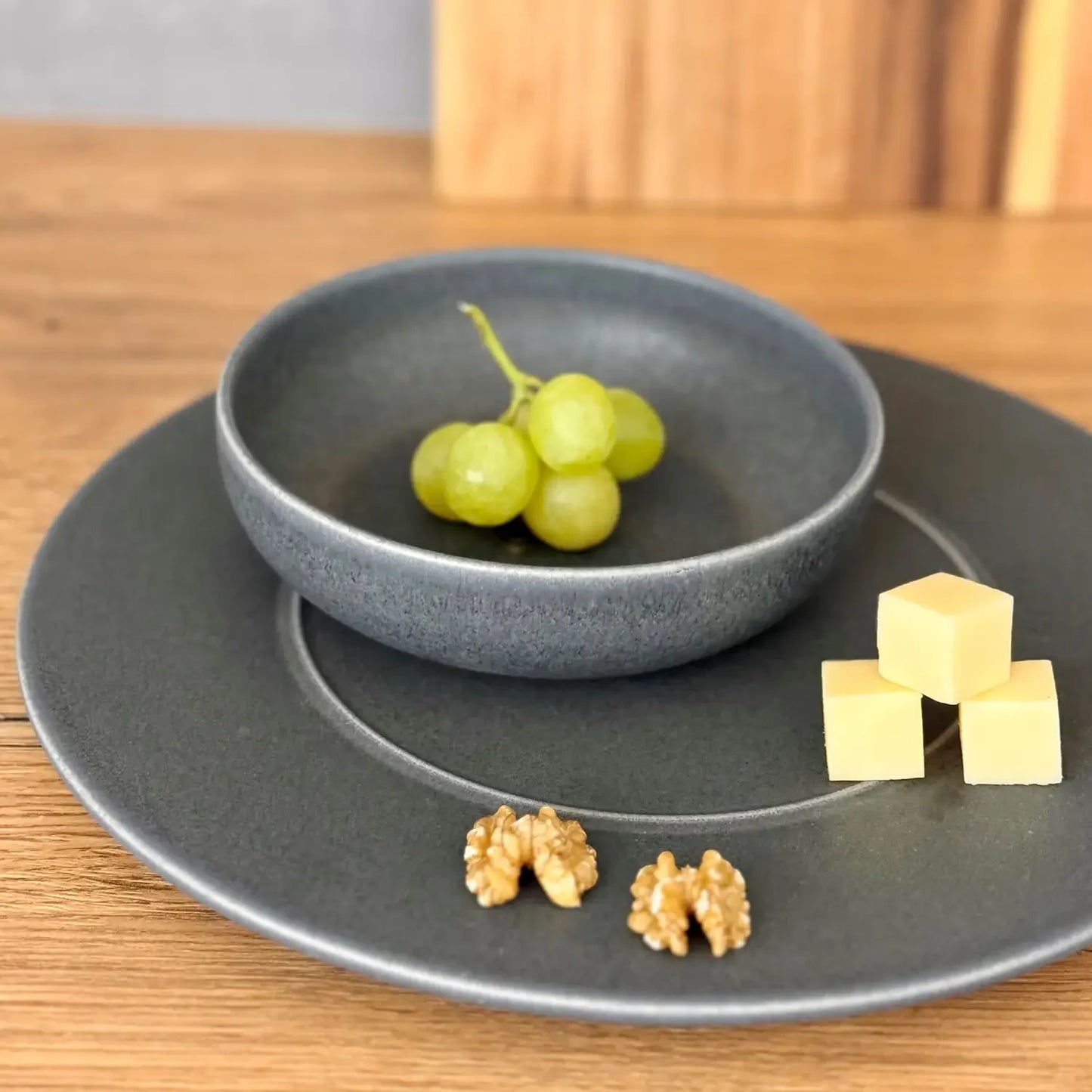 Uniq Dinnerware Set | 8-Piece | Anthracite | Stoneware | Made in Portugal