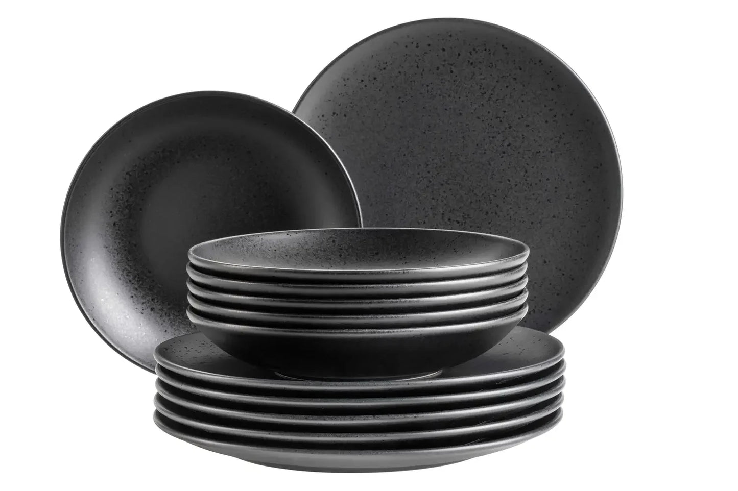 Purist Dinnerware Set | 12-pc. | Black | Stoneware | Made in Portugal