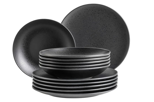 Purist Tafelservice | 12-tlg. | Schwarz | Steinzeug | Made in Portugal