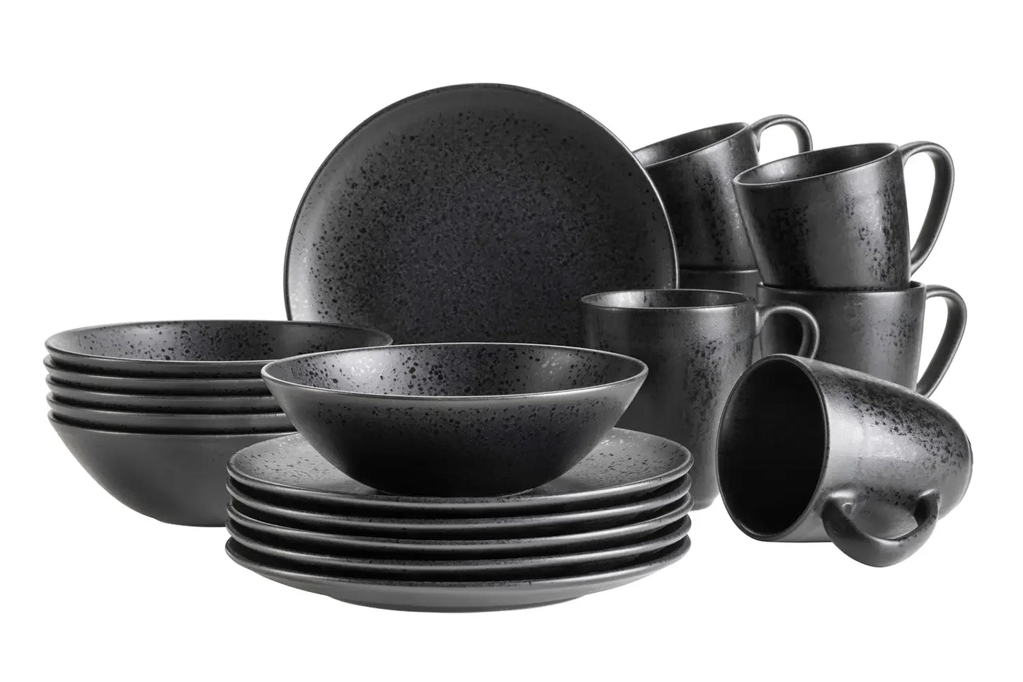 Purist Breakfast Set | 18-piece | Black | Stoneware | Made in Portugal