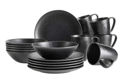 Purist Breakfast Set | 18-piece | Black | Stoneware | Made in Portugal