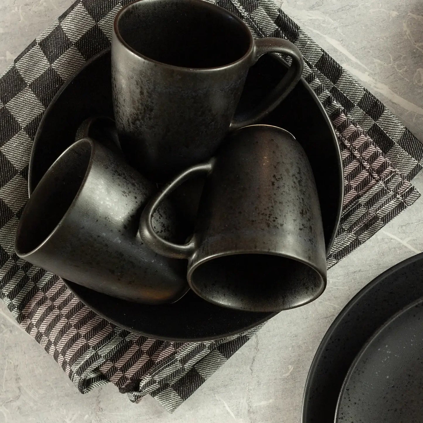 Purist Breakfast Set | 18-piece | Black | Stoneware | Made in Portugal