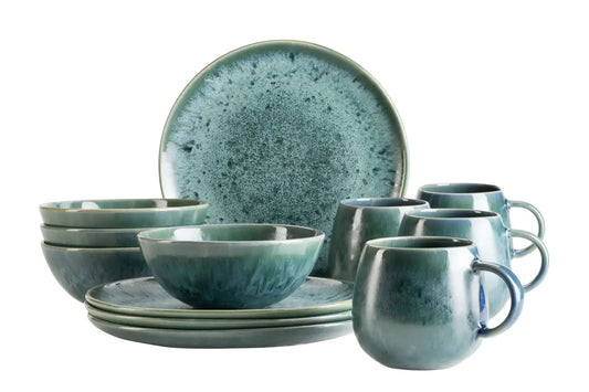 Nova Frühstücksset | 12-tlg. | Blau | Steinzeug | Made in Portugal