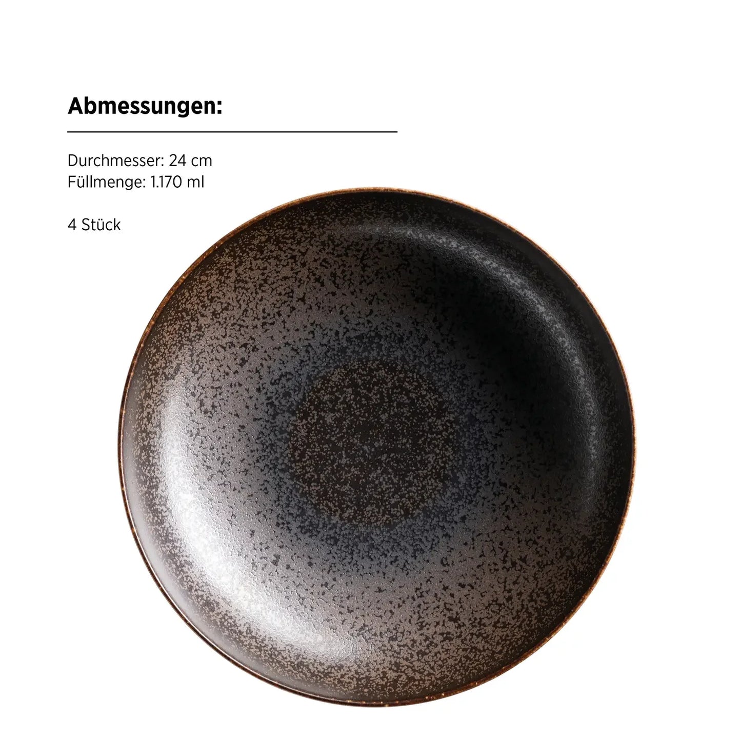 Forte Pastateller | 4-tlg. | Schwarz / Braun | Porzellan | Made in Portugal