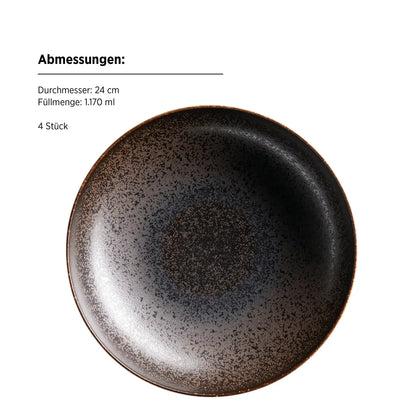 Forte Pastateller | 4-tlg. | Schwarz / Braun | Porzellan | Made in Portugal