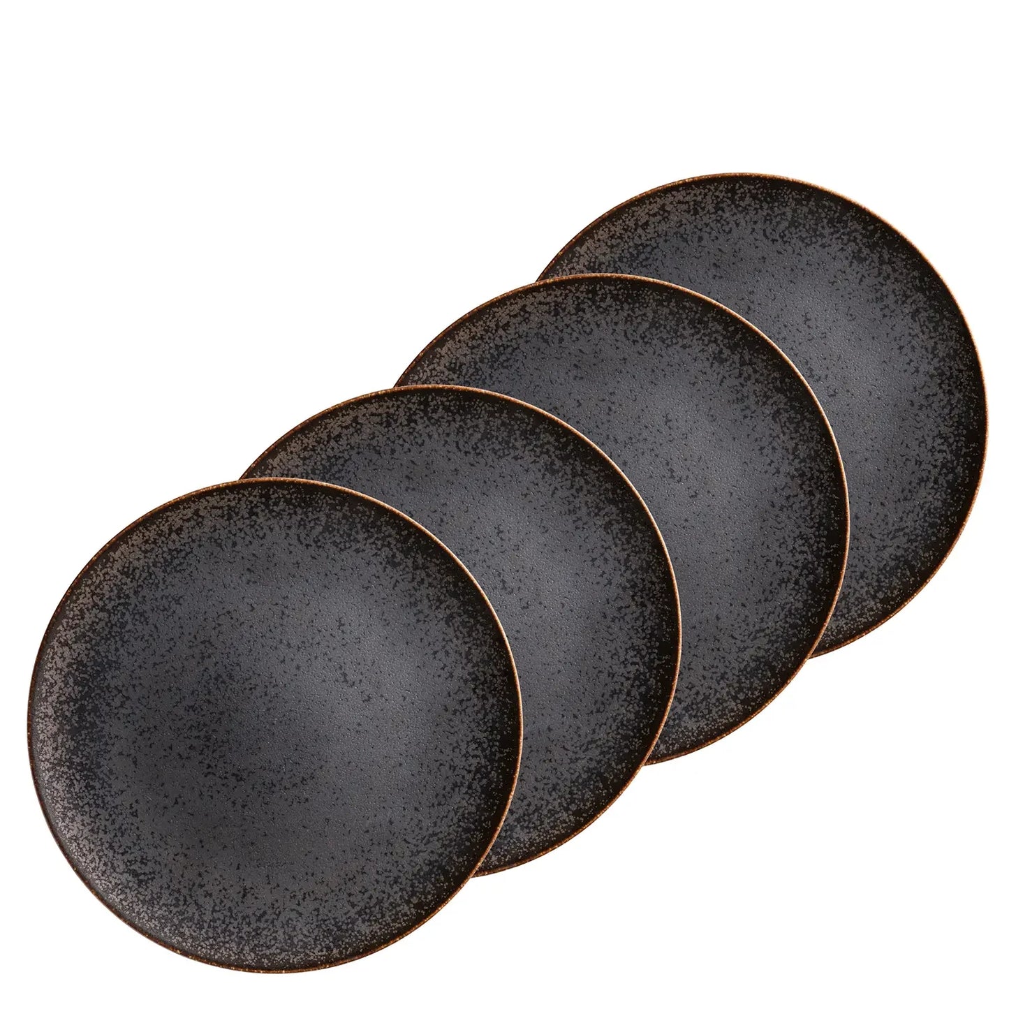 Forte flat plate | 4-piece | Black / Brown | Porcelain | Made in Portugal