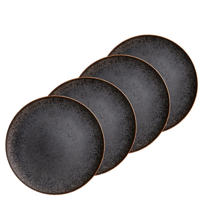 Forte flat plate | 4-piece | Black / Brown | Porcelain | Made in Portugal