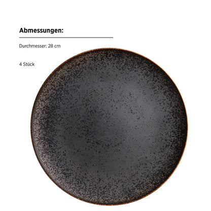 Forte flat plate | 4-piece | Black / Brown | Porcelain | Made in Portugal