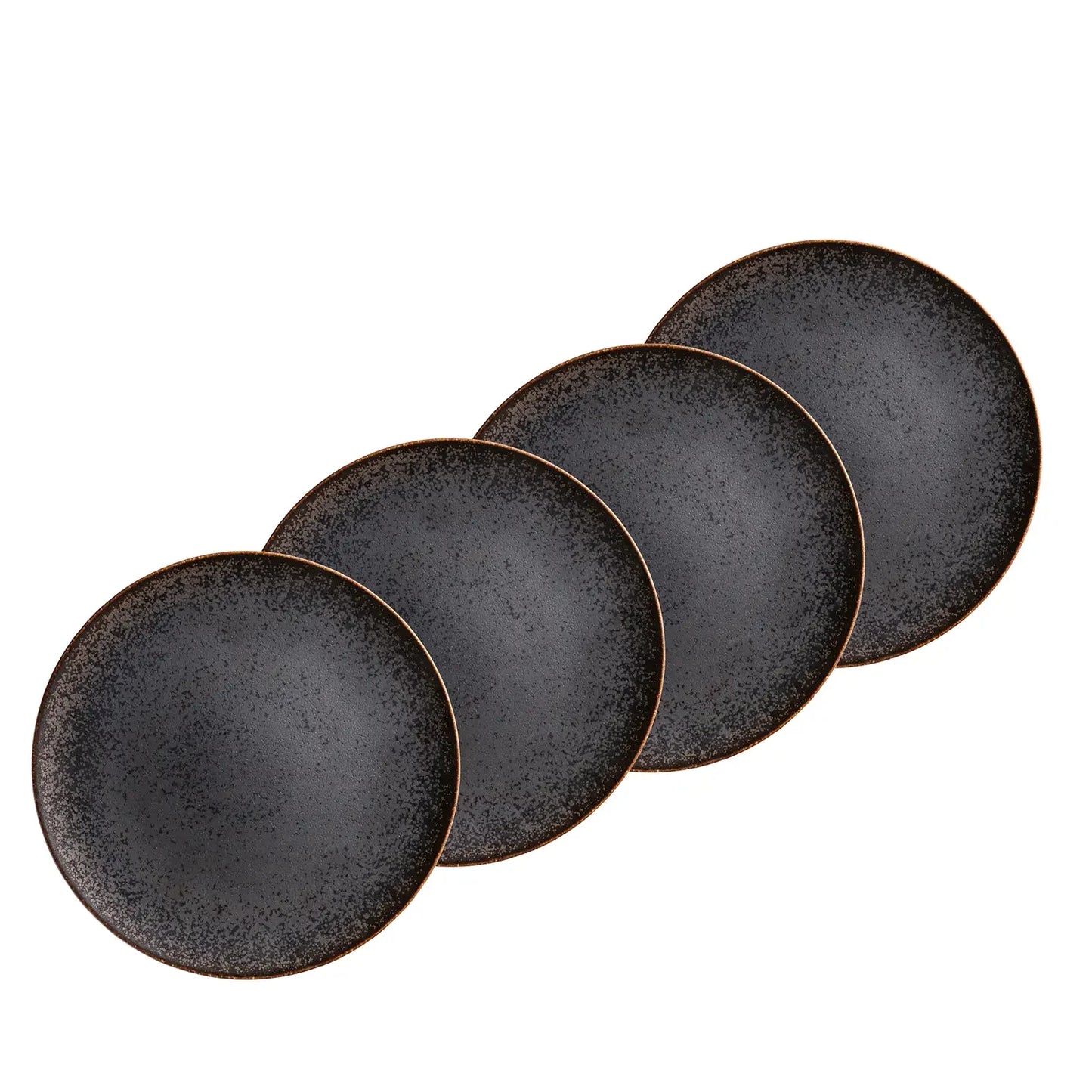 Forte Dessert Plate Set | 4 pcs. | Black / Brown | Porcelain | Made in Portugal