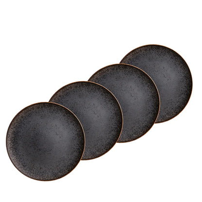 Forte Dessert Plate Set | 4 pcs. | Black / Brown | Porcelain | Made in Portugal