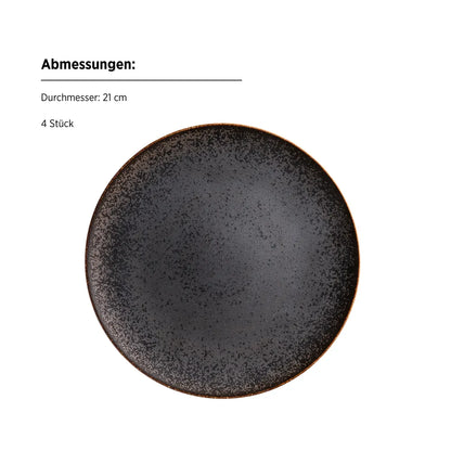 Forte Dessert Plate Set | 4 pcs. | Black / Brown | Porcelain | Made in Portugal