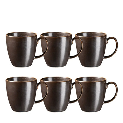 Forte Kaffeebecher 33 cl | 6-tlg. | Schwarz / Braun | Porzellan | Made in Portugal