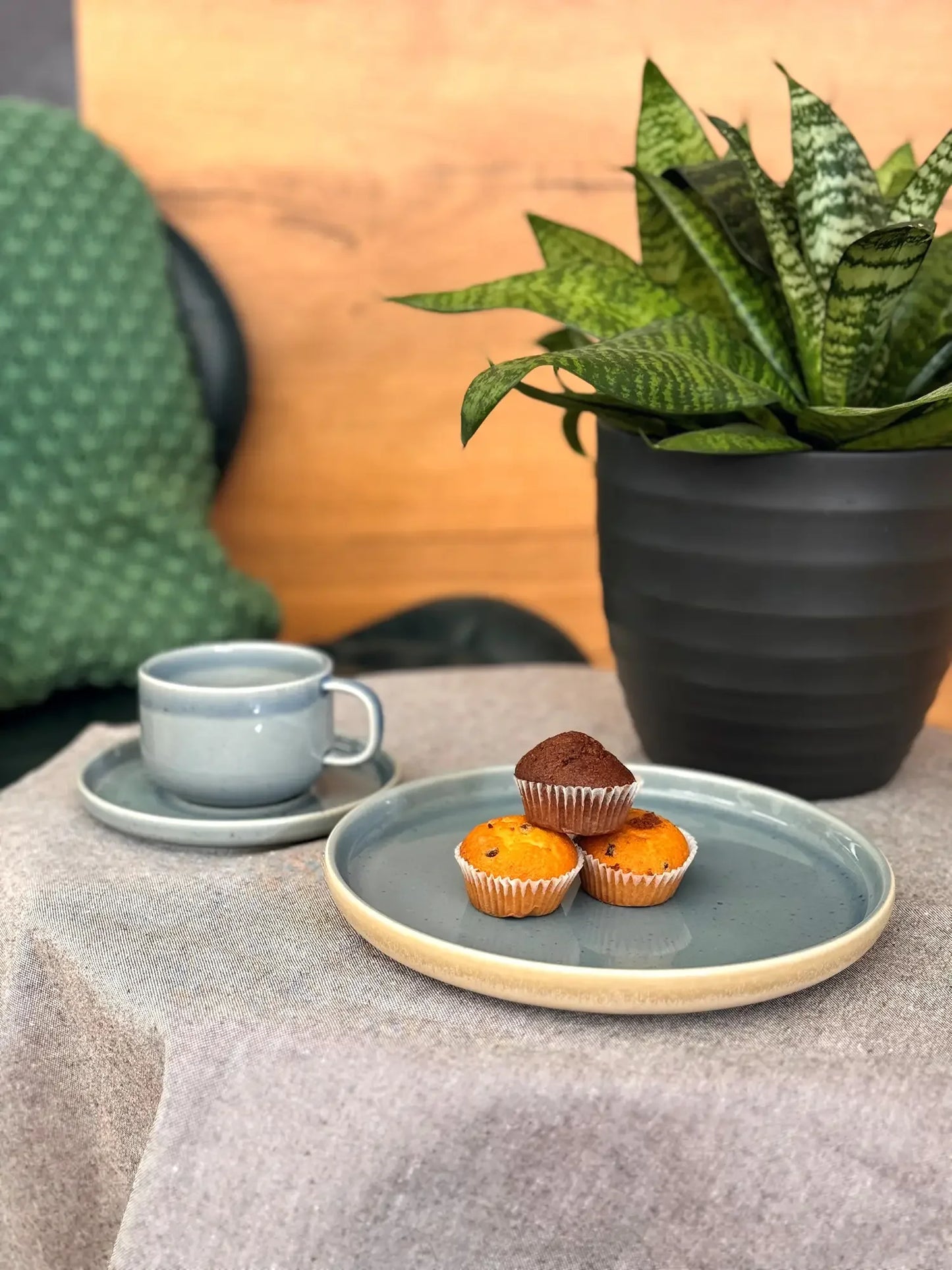 Service de table Pastello | 8 pièces | Bleu | Grès | Fabriqué au Portugal