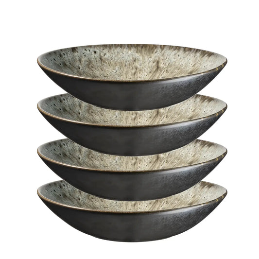 Nova Teller tief | 4-tlg. | Grau | Steinzeug | Made in Portugal