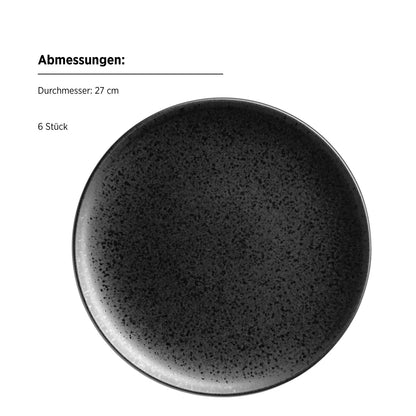 Purist Flat Plate | 6 pcs. | Black | Stoneware | Made in Portugal
