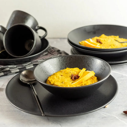 Purist Flat Plate | 6 pcs. | Black | Stoneware | Made in Portugal