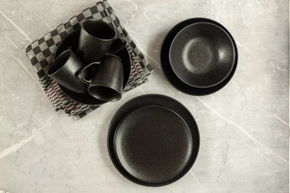 Purist Flat Plate | 6 pcs. | Black | Stoneware | Made in Portugal