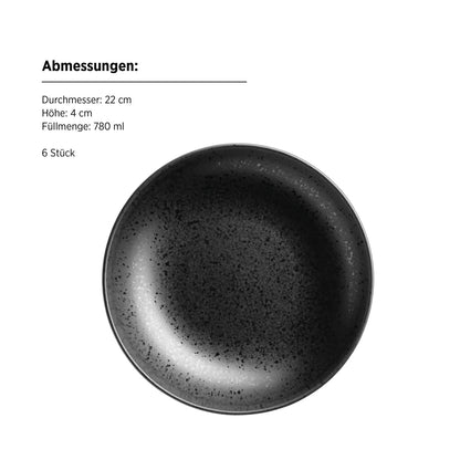 Assiette creuse Purist | 6 pièces | Noir | Grès | Fabriqué au Portugal