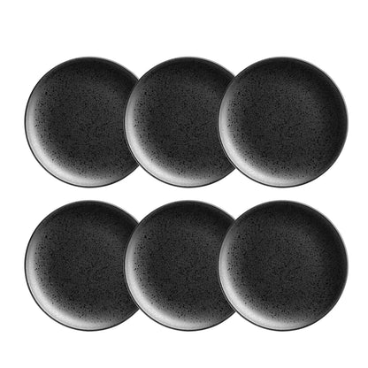 Purist Dessert Plate | 6-Piece Set | Black | Stoneware | Made in Portugal
